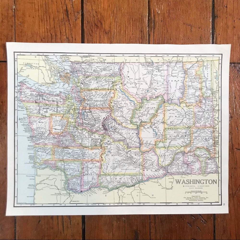 1941 Map Washington State/West Virginia